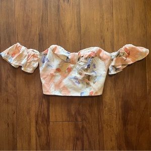 Express off the shoulder crop top floral drop top floral off the shoulder top